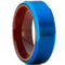 Wooden Wedding Rings Blue Tungsten Carbide Ring With Koa Wood
