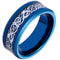 Black Tungsten Rings Blue Tungsten Carbide Dragon Beveled Edges Ring