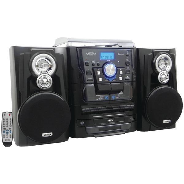 Bluetooth(R) 3-Speed Stereo Turntable Music System with 3-CD Changer & Dual Cassette Deck-Turntables-JadeMoghul Inc.