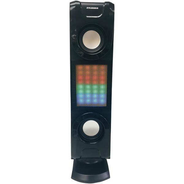 Bluetooth(R) Light-up Mini Tower Speaker (Black)-Bluetooth Speakers-JadeMoghul Inc.