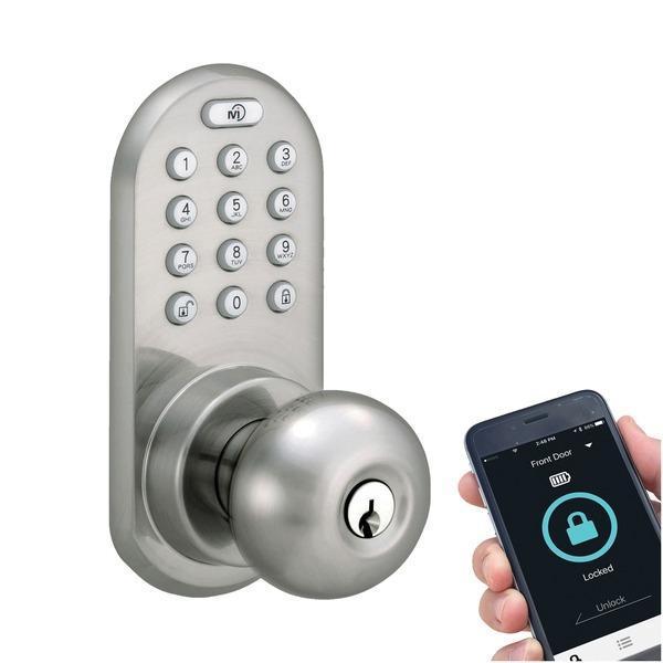 Bluetooth(R)/Keypad Doorknob, Satin Nickel-Door Hardware & Accessories-JadeMoghul Inc.