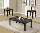 Blythe Coffee/End Table Set, Faux Marble & Black - Pack of 3 Pieces-Coffee Table Sets-Black-Wood MDF Glass-JadeMoghul Inc.