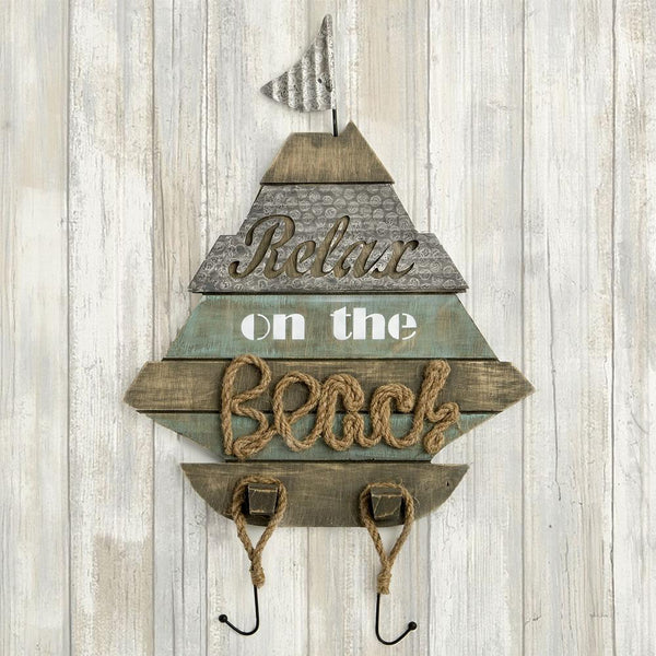 Boat Shaped wall sign - 'Relax on the Beach' From Gifts By Fashioncraft-Wedding Cake Accessories-JadeMoghul Inc.