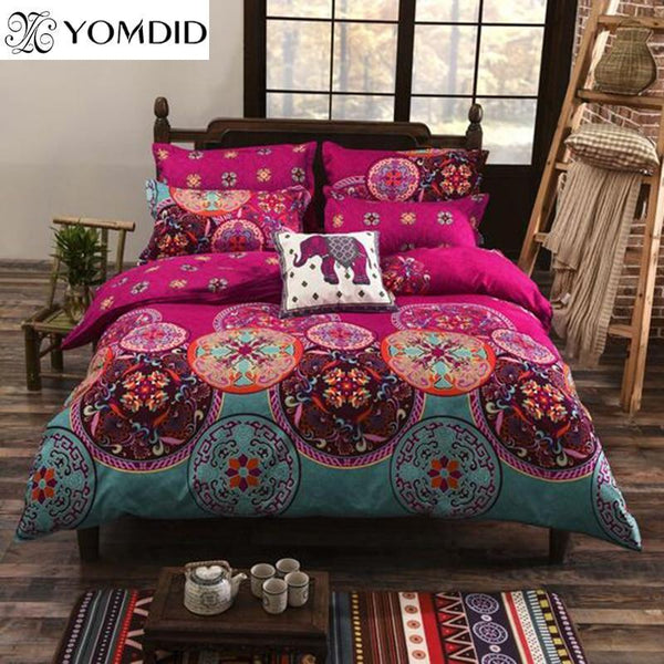 Bohemian Style Bedding set Floral Printed Bed linens Twin Queen King Size 4pcs Duvet Cover Flat Sheet Pillow case Hot sale-01-Full-JadeMoghul Inc.