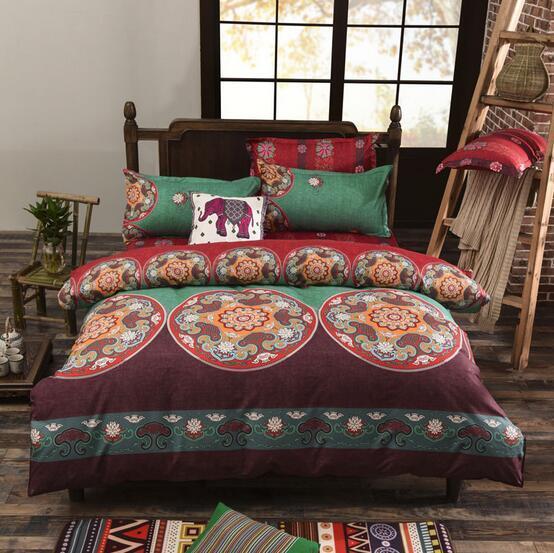 Bohemian Style Bedding set Floral Printed Bed linens Twin Queen King Size 4pcs Duvet Cover Flat Sheet Pillow case Hot sale-04-Full-JadeMoghul Inc.