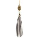 Boho Velvet Long Tassel Necklace 2016 Summer Style Leather Tassel Natural Stone Necklace for Women Sweater Chain Fashion Jewelry-N3461 Gold Gray-76cm-JadeMoghul Inc.