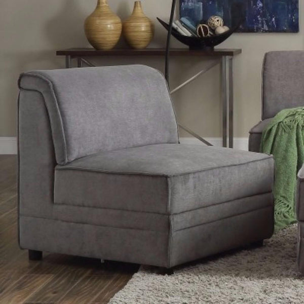 Bois Armless Chair (Reversible), Gray Velvet-Armchairs and Accent Chairs-Gray-Velvet Wood Frame Foam-JadeMoghul Inc.