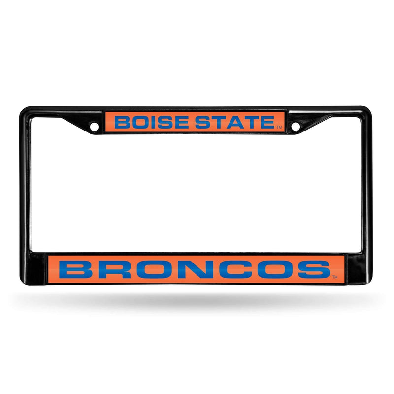 Subaru License Plate Frame Boise State Black Laser Chrome Frame