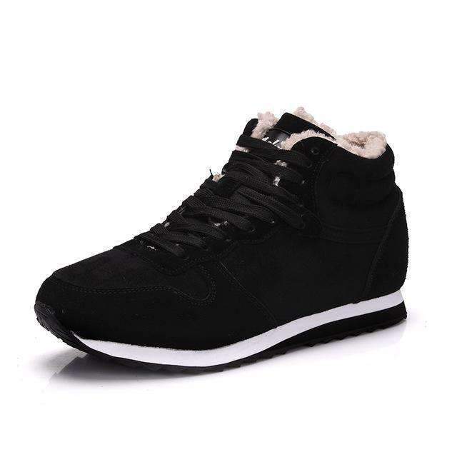 Bolangdi Genuine Leather Winter Men Women Boots Warm Plush Sneakers Brand Outdoor Unisex Sport Shoes Comfortable Running Shoes-black-5-JadeMoghul Inc.