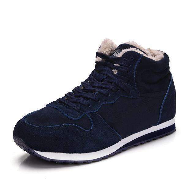 Bolangdi Genuine Leather Winter Men Women Boots Warm Plush Sneakers Brand Outdoor Unisex Sport Shoes Comfortable Running Shoes-dark blue-5-JadeMoghul Inc.