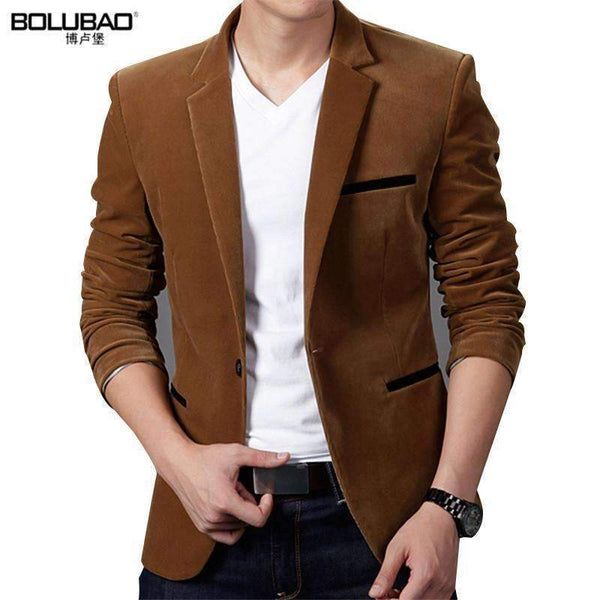BOLUBAO 2017 New Arrival Brand Clothing Spring Blazer Men Fashion Slim Fit Masculine Blazers Mens Casual Solid Color Male Suits-X06 Khaki-M-JadeMoghul Inc.