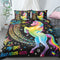 BOMCOM 3D Digital Printing Rainbow Unicorn Fairytale with Sparkling Stars Bedding Sets 100% Microfiber Black Background-unicorn-US Full-JadeMoghul Inc.