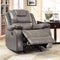 Bonded Leather Glider Recliner, Gray-Recliner Chairs-Gray-Leather-JadeMoghul Inc.