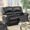 Bonded Leather & Plywood Reclining Love Seat, Black-Loveseats-Black-Bonded leather Plywoodmechanismplastic-JadeMoghul Inc.