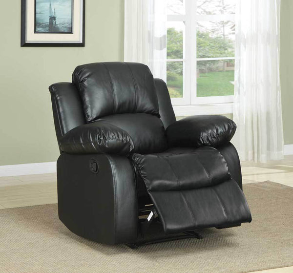Bonded Leather Recliner Chair, Black-Living Room Furniture-Black-Leather Metal-JadeMoghul Inc.