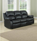 Bonded Leather Recliner Sofa, Black-Living Room Furniture-Black-Leather Metal-JadeMoghul Inc.
