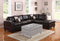 Bonded Leather Reversible Sectional Sofa with 2 Pillows, Brown-Sofas-Brown-Espresso Bonded Leather Match-JadeMoghul Inc.