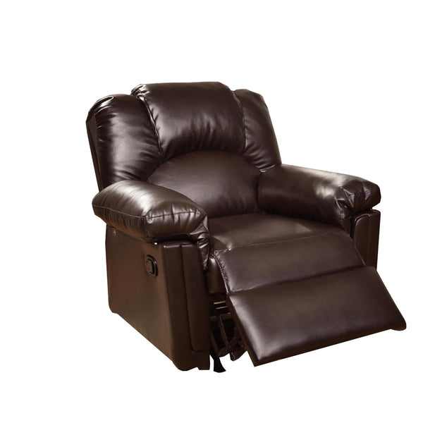 Bonded Leather Rocker/Recliner, Brown-Recliner Chairs-Brown-Hardwood Bonded Leather Color: Espresso-JadeMoghul Inc.
