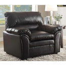 Bonded Leather Upholstered Chair With Padded Armrests, Black-Living Room Furniture-Black-Leather Wood-JadeMoghul Inc.