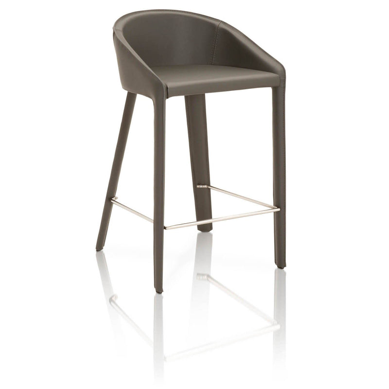 Bonded Leather Upholstered Counter Stool With Foot rest Shadow Black-Bar Stools and Counter Stools-Black-Leather-JadeMoghul Inc.