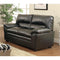 Bonded Leather Upholstered Loveseat With Padded Armrest, Black-Living Room Furniture-Black-Leather Wood-JadeMoghul Inc.