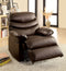 Bonded Leather Upholstered Recliner In Transitional Style, Brown-Living Room Furniture-Brown-Bonded Leather Match And Metal-JadeMoghul Inc.