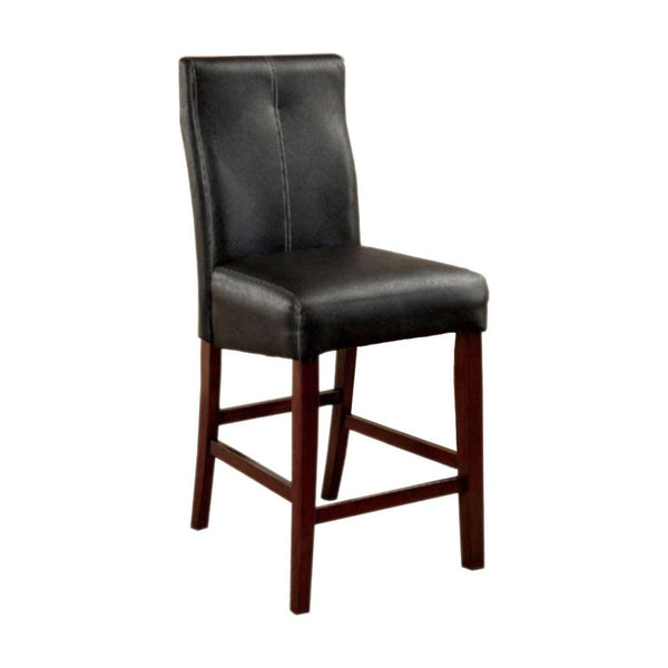 Bonneville II Contemporary Counter Height Chair, Black, Set Of 2-Armchairs and Accent Chairs-Black-Leatherette Solid Wood Wood Veneer & Others-JadeMoghul Inc.
