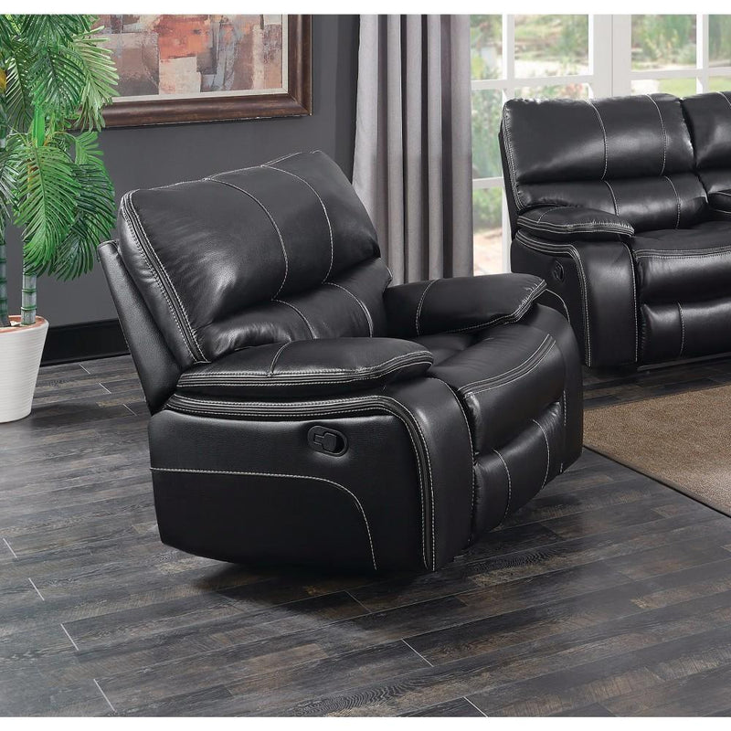 Bonny Finished Glider Recliner Chair, Black-Recliner Chairs-Black-Leather-JadeMoghul Inc.