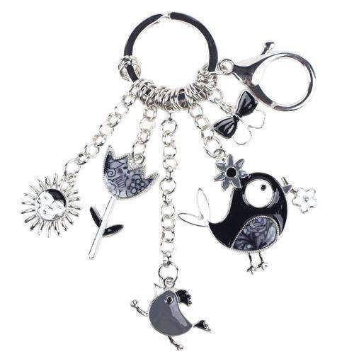 Bonsny 2016 Enamel Alloy Fish Chicken Marvel Alloy Key Chain For Women Girl Bag Keychain Charm Pendant Jewelry Aceessorie-Gray-JadeMoghul Inc.