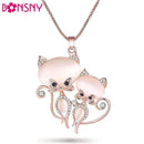 Bonsny Cat Necklace Long Pendant Brand Crystal Chain New 2015 Zinc Alloy Girl Women Fashion Jewelry Statement Accessories--JadeMoghul Inc.