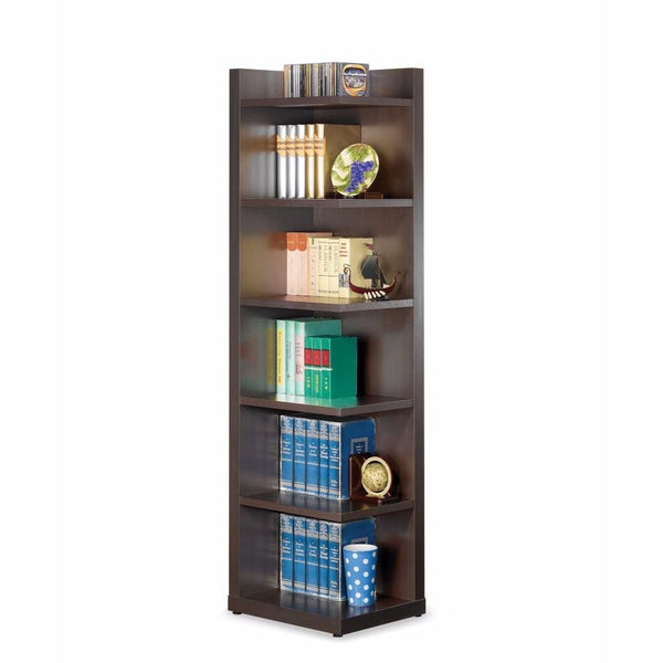 Book Cases Radiant Brown Wooden Corner Bookcase Benzara