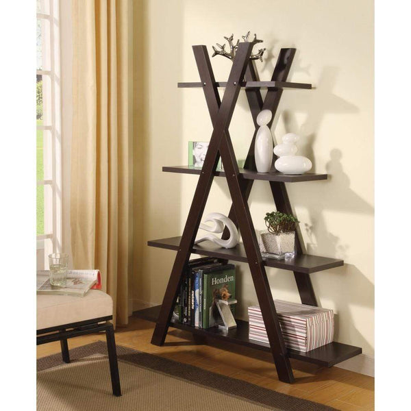 Book Cases Refreshing Contemporary "X" Bookcase, Brown Benzara