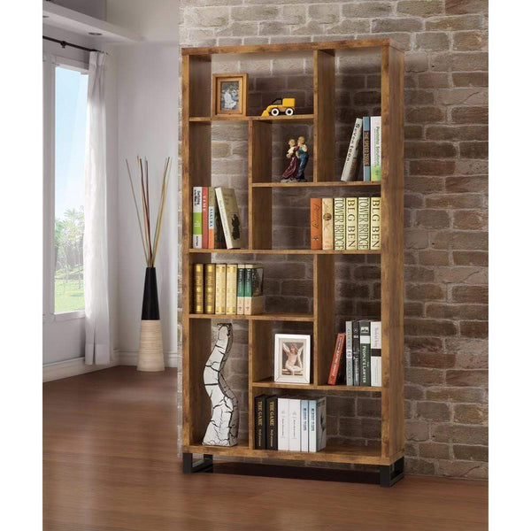Book Cases Sleek And Sophisticated Bookcase With Multiple Shelves, Brown Benzara