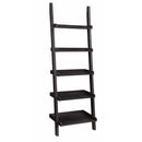 Book Cases Sleek Wooden Ladder Bookcase with 5 Shelves, Brown Benzara