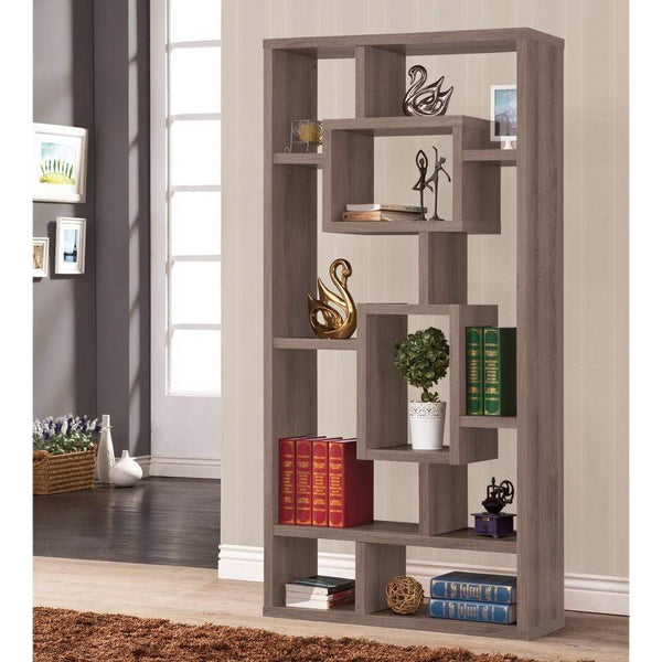 Book Cases Splendid Geometric Cubed Rectangular Bookcase, Gray Benzara