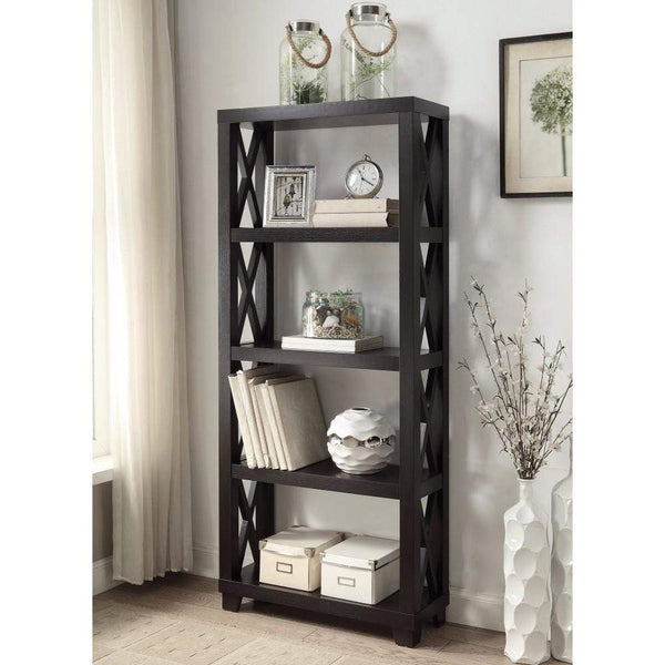Transitional Style Bookcase with Four Shelves, Brown