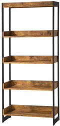 Bookcase With 4 Open Shelves, Antique Finish-Bookcases-Antique Nutmeg-MDF-JadeMoghul Inc.