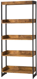 Bookcase With 4 Open Shelves, Antique Finish-Bookcases-Antique Nutmeg-MDF-JadeMoghul Inc.
