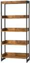 Bookcase With 4 Open Shelves, Antique Finish-Bookcases-Antique Nutmeg-MDF-JadeMoghul Inc.