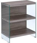 Bookshelves Bookshelf - 24" X 12" X 30" Clear Glass And Gray Oak Bookcase HomeRoots