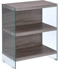 Bookshelves Bookshelf - 24" X 12" X 30" Clear Glass And Gray Oak Bookcase HomeRoots