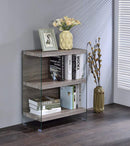 Bookshelves Bookshelf - 24" X 12" X 30" Clear Glass And Gray Oak Bookcase HomeRoots