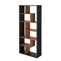 Bookshelves Bookshelf - 32" X 12" X 71" Black And Walnut Veneer Cube Bookcase HomeRoots