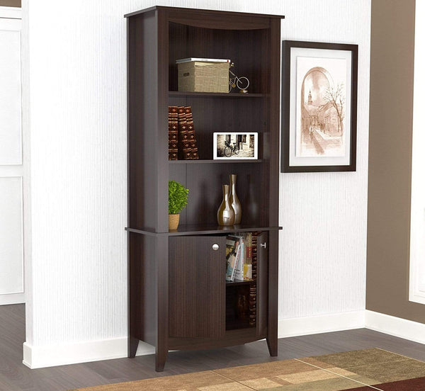 Bookshelves Bookshelf - 70.9" Classic Espresso Melamine and Engineered Wood Bookcase HomeRoots
