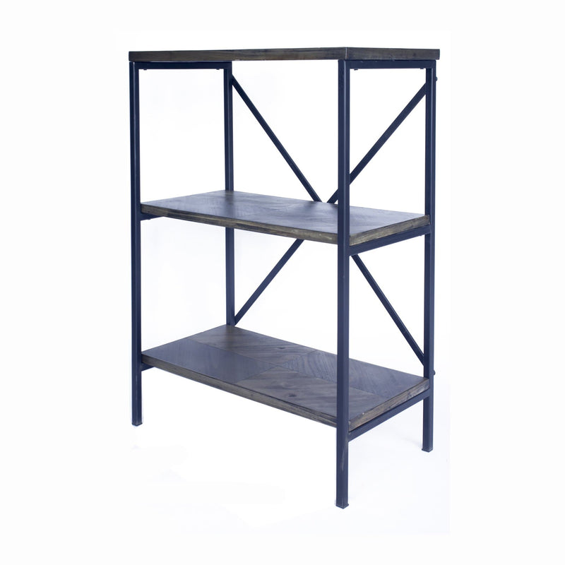 Bookshelves Corner Bookshelf - 22" X 12" X 30'.25" Grey Metal, Wood, MDF Bookcase with Shelves HomeRoots