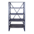 Bookshelves Corner Bookshelf - 32'.75" X 13'.5" X 59" Natural, Grey Metal, Wood, MDF Bookcase with Shelves HomeRoots