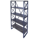 Bookshelves Corner Bookshelf - 32'.75" X 13'.5" X 59" Natural, Grey Metal, Wood, MDF Bookcase with Shelves HomeRoots