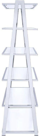 Bookshelves Corner Bookshelf - 36" X 16" X 71" White High Gloss And Chrome Bookcase HomeRoots