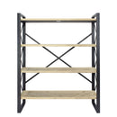 Bookshelves Corner Bookshelf - 39'.75" X 13" X 48'.5" Natural Metal, Wood, MDF Bookcase with Shelves HomeRoots