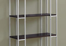 Bookshelves Modern Bookshelf - 12'.5" x 32" x 62" Cappuccino, Silver, Mdf, Metal - Bookcase HomeRoots